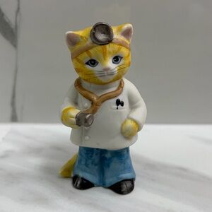 VTG Kitty Cucumber “JB Buster” Doctor Cat Porcelain Figurine (1985) Cute Gift